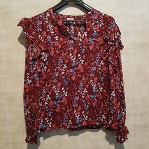 DECOR WOMEN'S LONG SLEEVE FLORAL BLOUSE